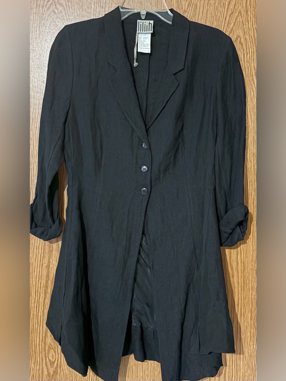 Lilith Black Lightweight Longline Blazer
